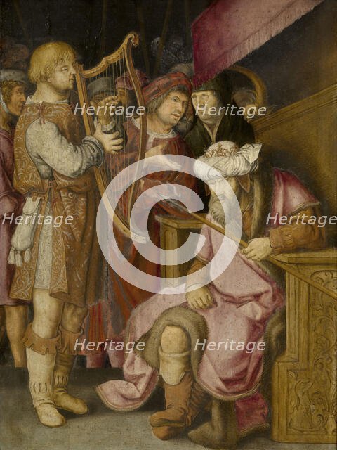 David Playing his Harp for Saul. Creator: Leyden, Lucas, van (1489/94-1533).
