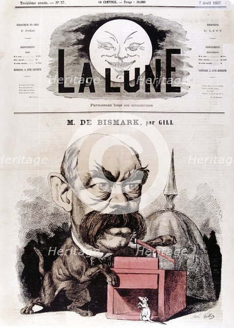 Otto von Bismarck German statesman, when Conservative Deputy and Inspector of Dykes, 1867. Artist: Andre Gill