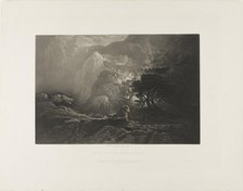 Moses and the Burning Bush, from Illustrations of the Bible, 1833. Creator: John Martin.