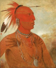 La-wáh-he-coots-la-sháw-no, Brave Chief, a Skidi (Wolf) Pawnee, 1832. Creator: George Catlin.