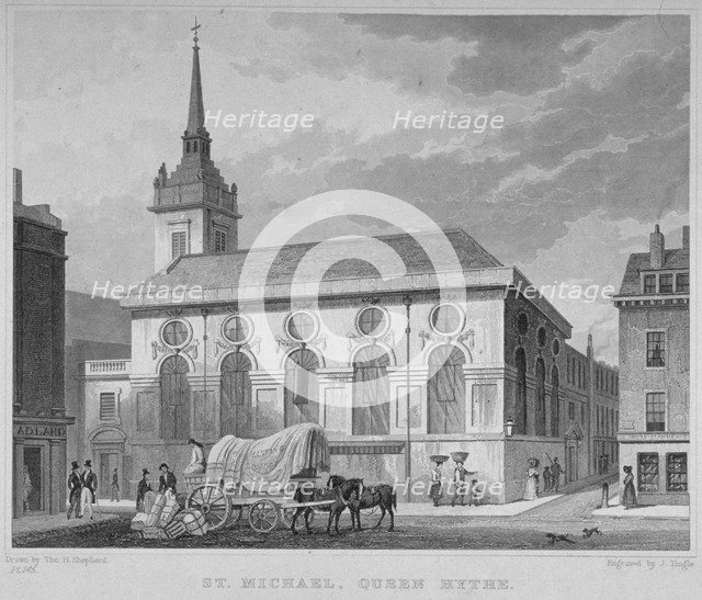 Church of St Michael, Queenhithe, City of London, 1831. Artist: James Tingle