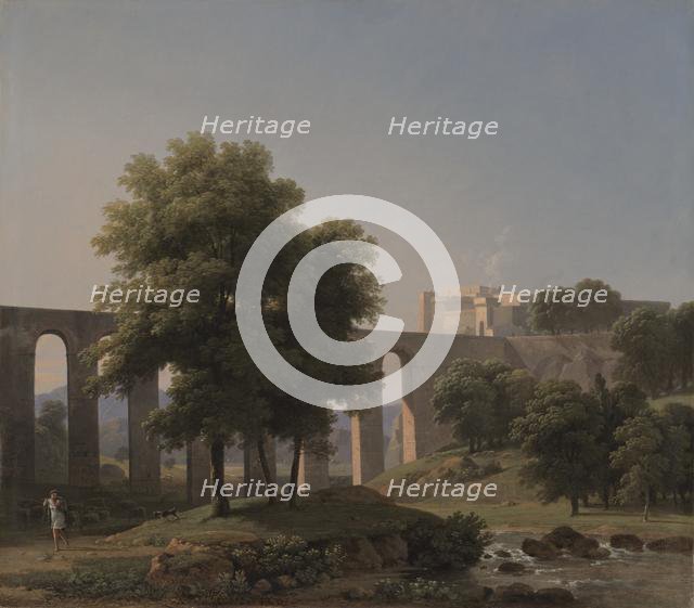 An Aqueduct Near a Fortress, 1807. Creator: Jean-Victor Bertin (French, 1767-1842).