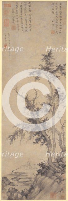 Recluse Fishing by Autumn Trees, dated 1350. Creator: Sheng Mou.