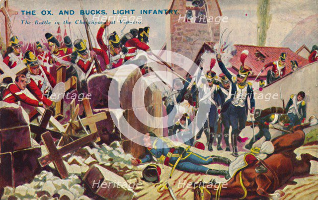 'The Ox. And Bucks. Light Infantry. The Battle in the Churchyard at Vimiero', 1808, (1939). Artist: Unknown.