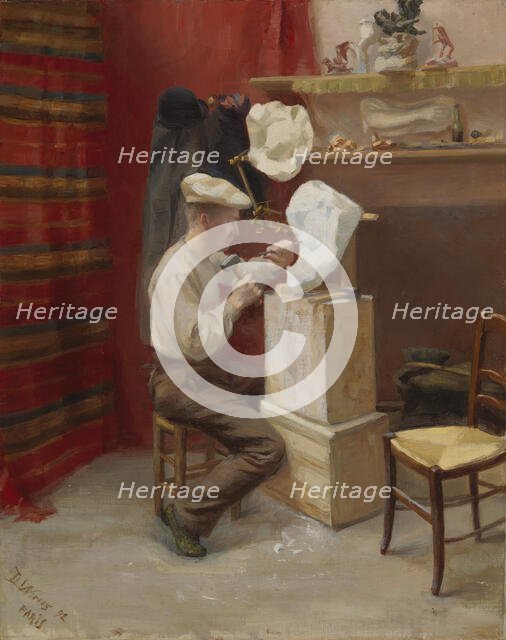 Emil Wikström in His Studio in Paris, 1892. Creator: Dora Wahlroos.