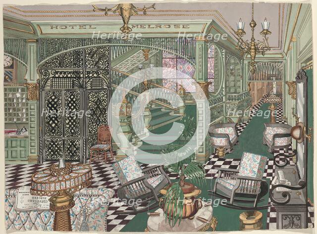 Melrose Hotel Lobby, 1880, c. 1947. Creator: Perkins Harnly.