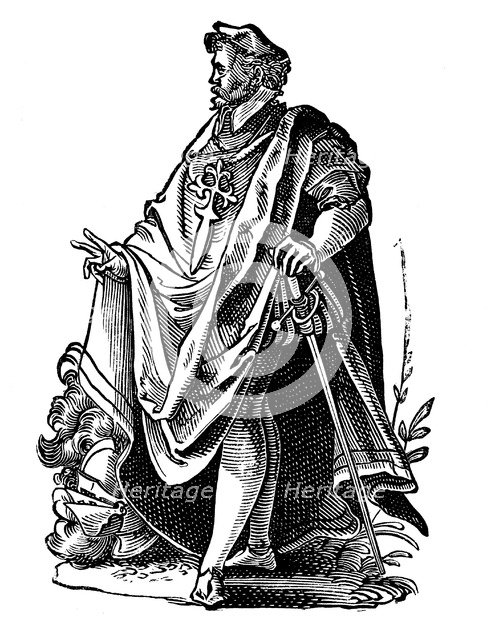 Knight Templar in travelling dress, (c1119) 16th century. Artist: Jost Amman