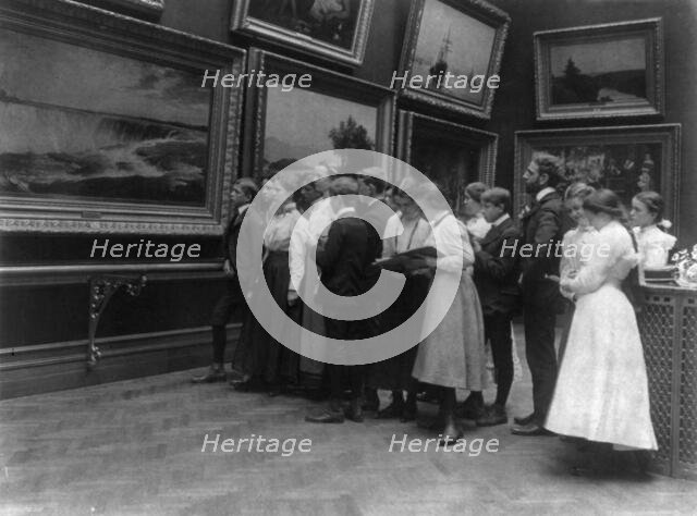 Washington, D.C. - High school students from 2nd Division studying paintings in art gallery, (1899?) Creator: Frances Benjamin Johnston.