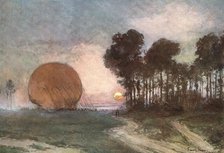 ''Les Batailles de l'Artois; le rentree du ballon (nord d'Arras)', 1915. Creator: Francois Flameng.