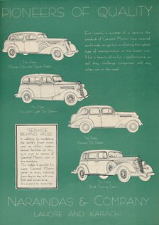 Advertisement for Naraindas & Company, suppliers of motor cars, 1936. Creator: Unknown.