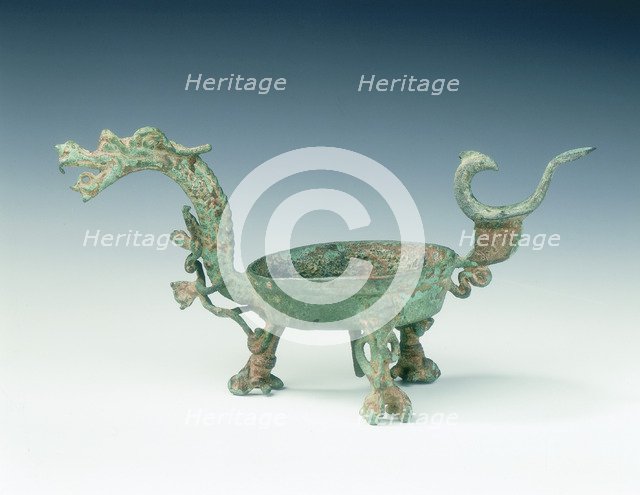 Yunnan bronze lamp in the shape of a dragon, Western Han dynasty, China, 2nd-1st century BC. Artist: Unknown