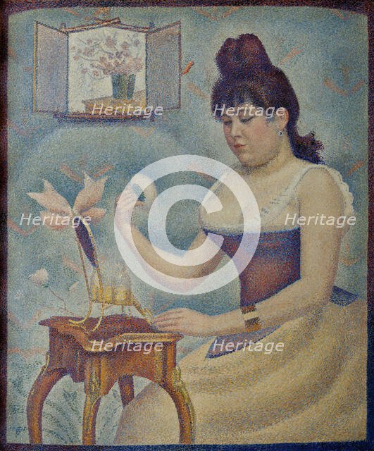 Jeune femme se poudrant (Young woman powdering herself), 1889-1890. Creator: Seurat, Georges Pierre (1859-1891).