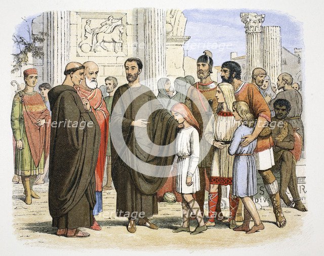 St Gregory the Great and the English slaves at Rome, 590 (1864).  Creator: James William Edmund Doyle.