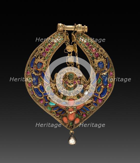 Deity Earring with Vishnu on Garuda (front) and chepu (monster mask) (back), 1600s or 1700s. Creator: Unknown.