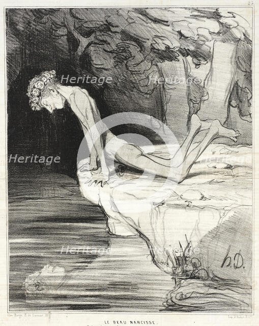 Le beau Narcisse, 1842. Creator: Honore Daumier.