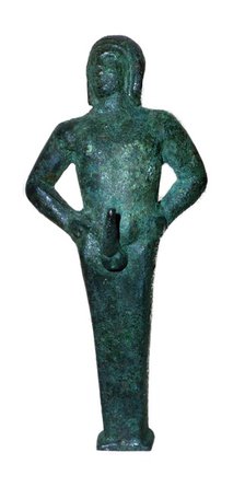 Roman copper alloy statuette of herm of Priapus from Pakenham, Suffolk. Artist: Unknown