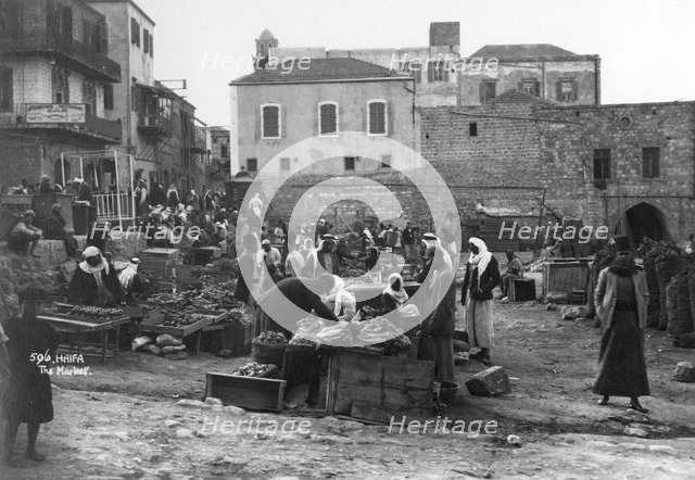 The market, Haifa, Palestine, c1920s-c1930s(?). Artist: Unknown