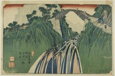 No. 41: Distant View of the Ina River Bridge at Nojiri (Yonjuichi: Noriji Inagawabas..., c. 1835/36. Creator: Ikeda Eisen.