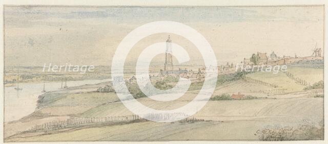 View of Rhenen and the Rhine from the East, 1663. Creator: Gerbrand van den Eeckhout.