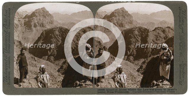 Mount of Moses, where the law was given to Israel's leader, the Sinai wilderness, 1900s.Artist: Underwood & Underwood