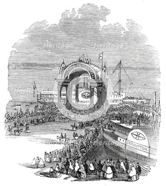 The Prince of Wales at Montreal - Pavilion on the Quay - the Prince landing, 1860. Creator: Unknown.