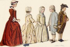 'Children's attire during  reigns of Queen Anne, George I, II and III 1702-1790', 1903, (1937). Creator: Sophie B Steel.