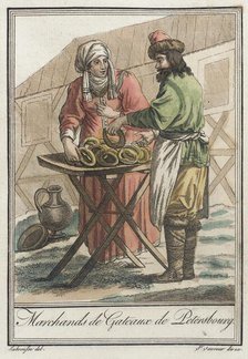 Costumes de Différents Pays, 'Marchands de Gateaux de Petersbourg', c1797. Creator: Jacques Grasset de Saint-Sauveur.