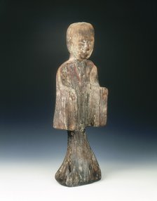 Camphor wood standing female figure, China, c206 BC-c8 AD. Artist: Unknown