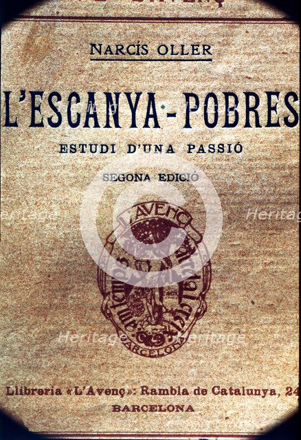 Cover of the second printed edition in Barcelona in 1909 of the work 'L'Escanya Pobre, estudi d'u…
