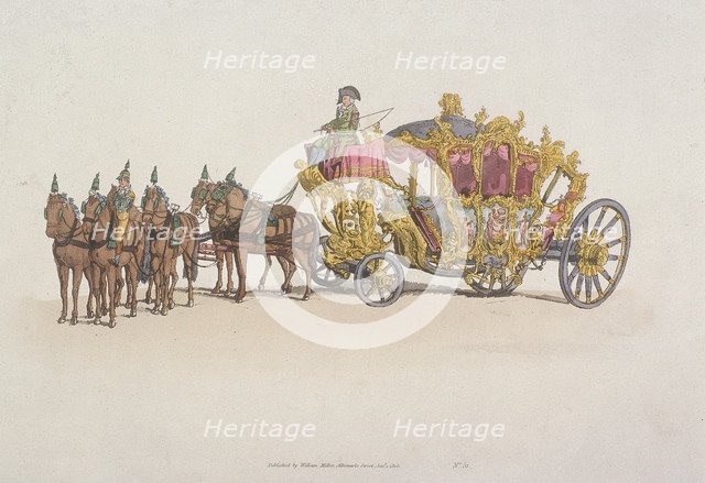 Lord Mayor's Coach pulled by a team of six horses, 1805. Artist: Anon