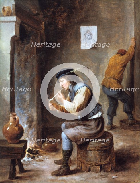 'Smoker in front of a Fire', 17th century. Artist: David Teniers II