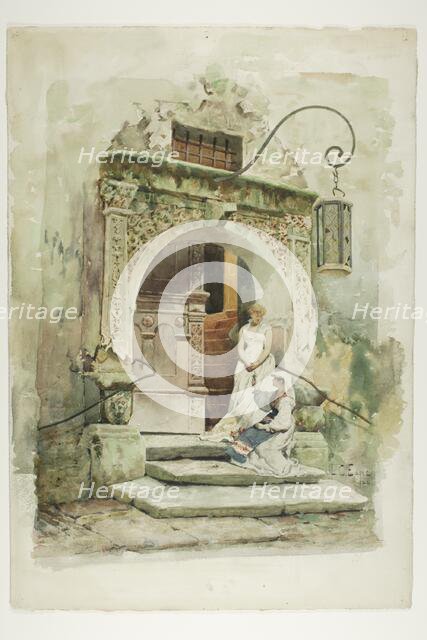 Two Women in a Doorway, 1882. Creator: Lawrence Carmichael Earle.