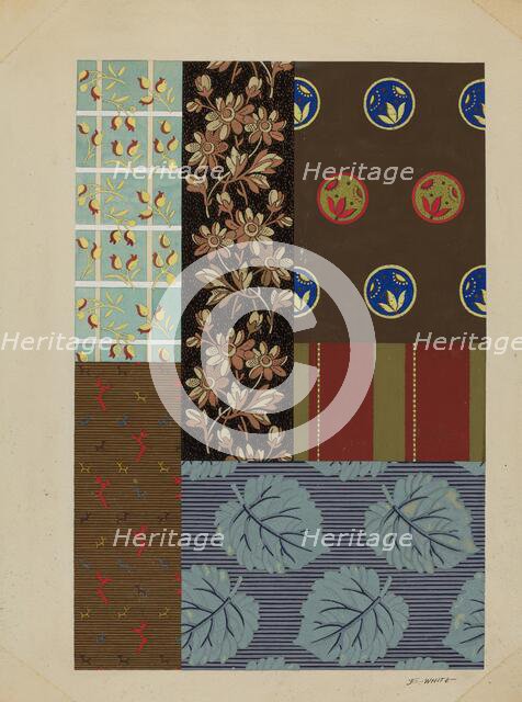 Materials from Quilt, c. 1936. Creator: Edward White.