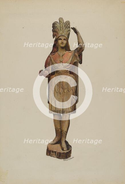 Cigar Store Indian, c. 1942. Creator: Mary Edith Brooks.