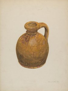 Yellow Stoneware Jug, 1941. Creator: Herman O. Stroh.