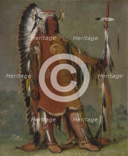 Máh-to-tóh-pa, Four Bears, Second Chief, in Full Dress, 1832. Creator: George Catlin.