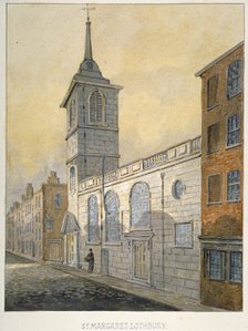 South-east view of the Church of St Margaret Lothbury, City of London, 1815.                         Artist: William Pearson