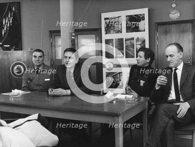 Prime Minister Olof Palme visits Kockums shipyard, Malmö, Sweden, 1976. Artist: Unknown