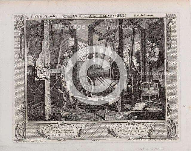 The Fellow 'Prentices at Their Looms. Series "Industry and Idleness", 1747. Creator: Hogarth, William (1697-1764).