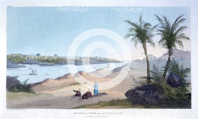 'General View of the Pyramids', Egypt, 1820. Artist: Agostino Aglio