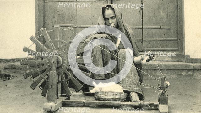 'Female Spinning, Jaipur'. Creator: Unknown.