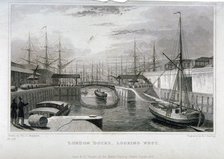 View of London Docks looking west, Wapping, 1831. Artist: MJ Starling