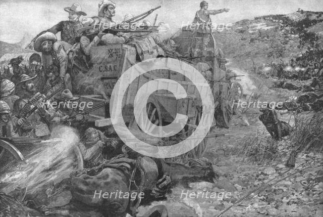 'The Matabele War, 1893: Attack on the Laager of Wagons on the Imbembezi River, November 1', (1901). Creator: Unknown.