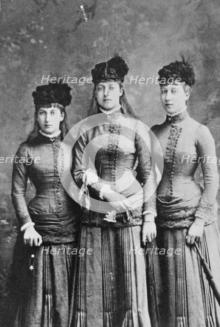 Daughters of King Edward VII; Princess Maud, Louise and Victoria of Wales, 1886.  Creator: Unknown.