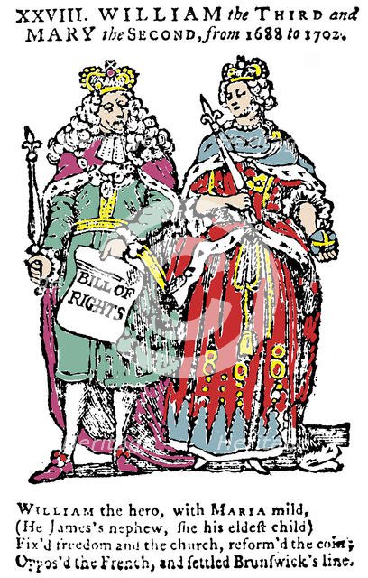 King William III of England, holding the Bill of Rights in his hand, and Queen Mary II, Mid 18th cen Creator: Anonymous.