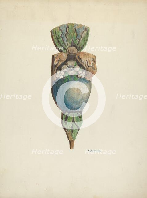 Finial, from Reredos, 1939. Creator: R.J. De Freitas.