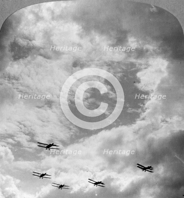 A battle squadron in fighting formation, World War I, c1914-c1918.  Artist: Realistic Travels Publishers