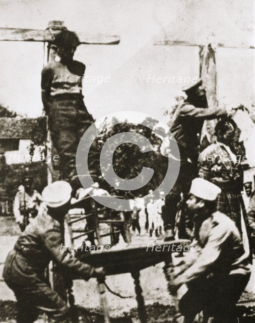 Bolsheviks hung by villagers, Russian Civil War, 1920s. Artist: Unknown