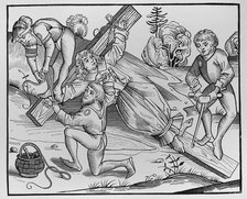 Legend of the infant Richard of Pontoise, (c1170-1179) crucified by Jews, 1493, (1878).  Creator: Unknown.