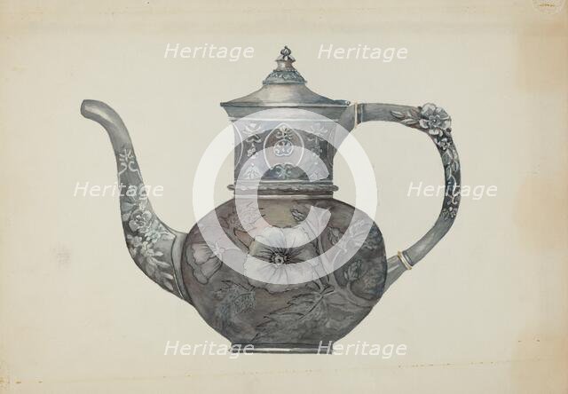 Pewter Teapot, c. 1937. Creator: Beulah Bradleigh.